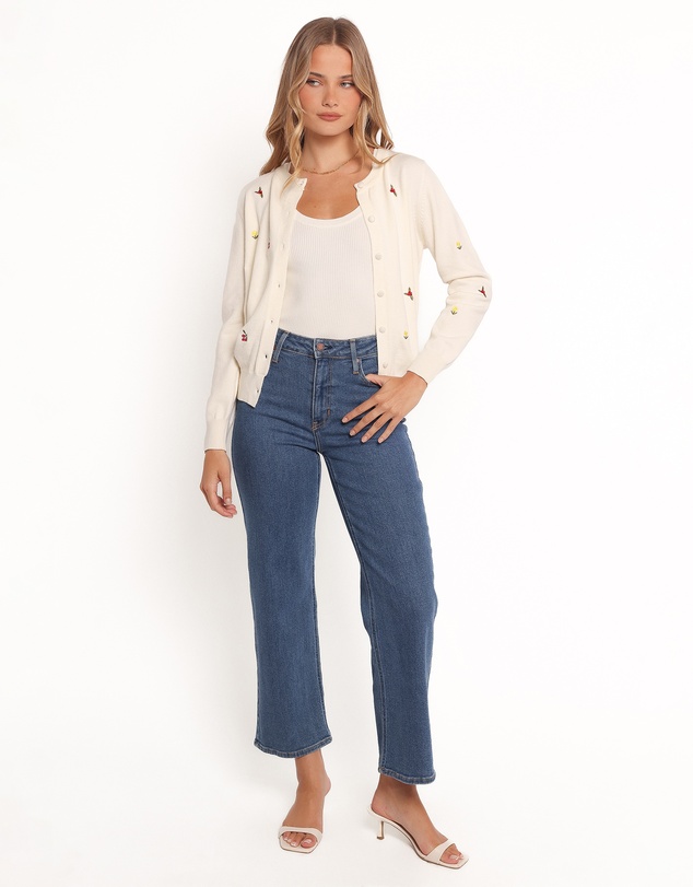 Petal & Pup - Millen Flower Embroidery Cardigan - Cream