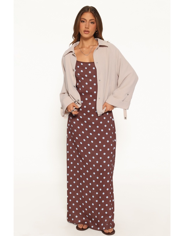 Petal & Pup - Elton Maxi Dress - Brown/Blue Polka Dot