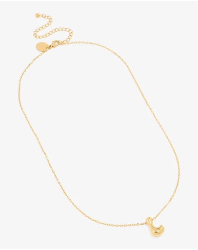 Lovisa - Waterproof Gold Plated Stainless Steel Large Bubble Letter L Necklace