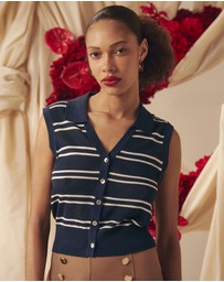 Forcast - Kaia Striped Collared Top