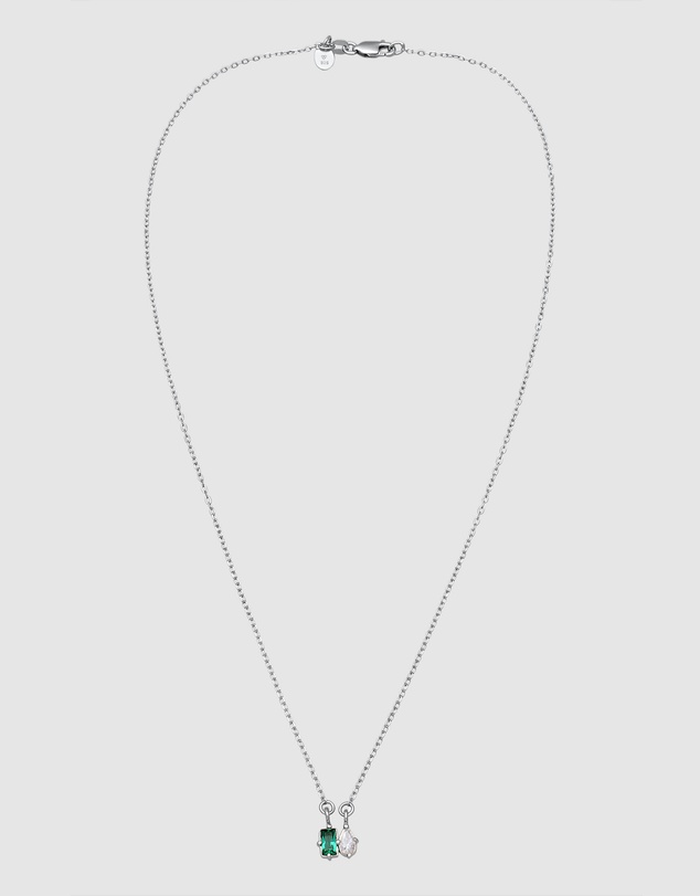 Elli Jewelry - Necklace Emerald Rectangle 925 Sterling Silver