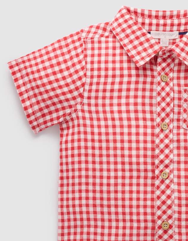 Purebaby - Christmas Linen Blend Shirt -Kids-Babies