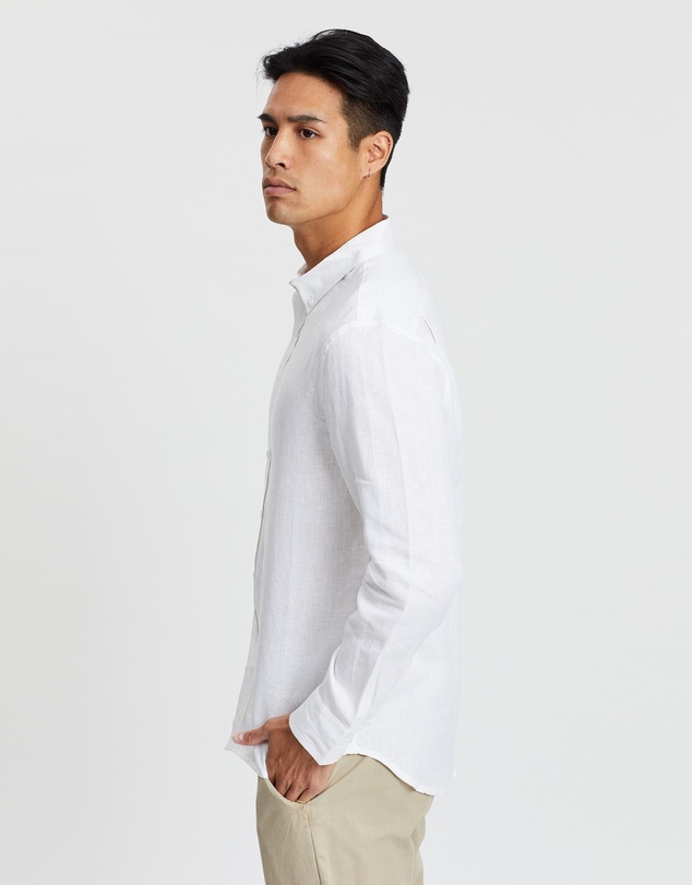 The Rocks Push - The Rocks Push Linen Shirt Men White