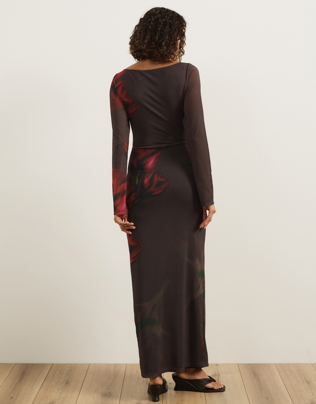 Atmos&Here - Indie Long Sleeve Mesh Maxi Dress