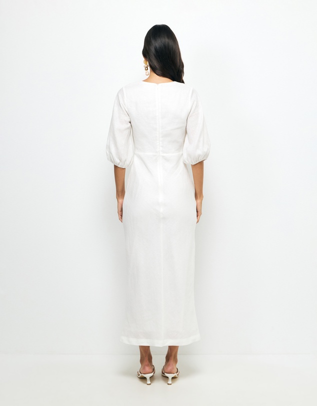 AERE - Idalia Twist Front Linen Midi Dress