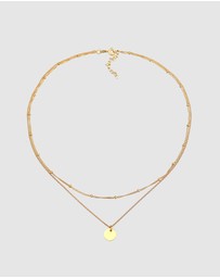 Elli Jewelry - Necklace Choker Layer Platelet in 925 sterling silver gold plated