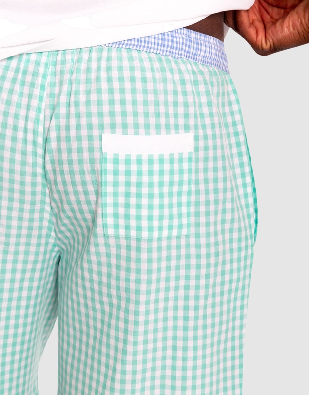 Sant And Abel - Men's Hepburn Gingham Mint Sleep Shorts