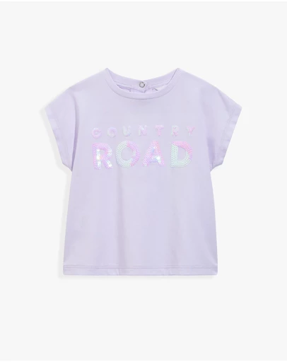 Country Road - Organically Grown Cotton Sequin Logo T-shirt