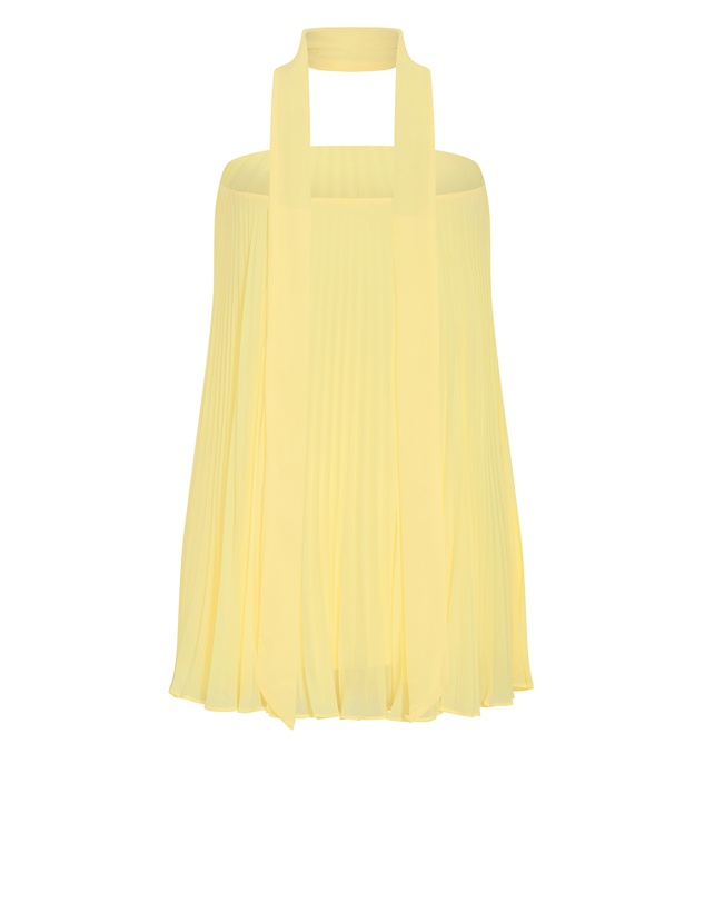 City Chic - Aida Strapless Pleat Mini Dress - lemon zest