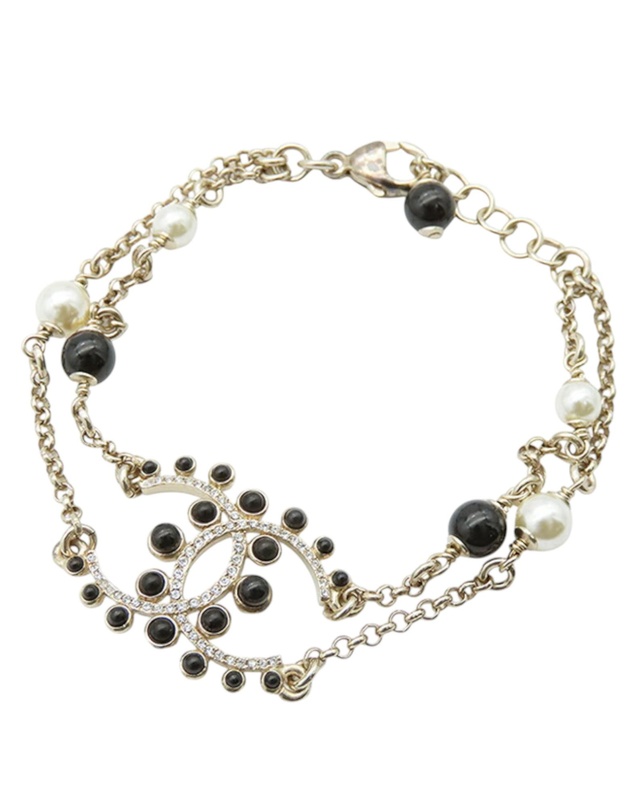 Pre-Loved by Azura Reborn - Pre-Loved Gold Plated CC Faux Pearl Rhinestones Bracelet