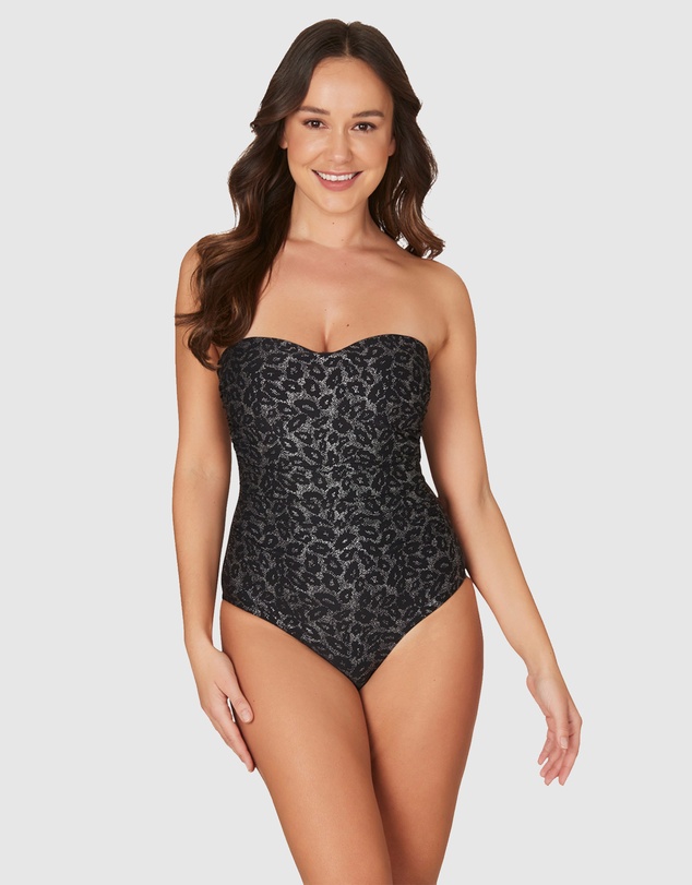 Nip Tuck Swim - Leopard Foil Colette Bandeau One Piece Swimsuit