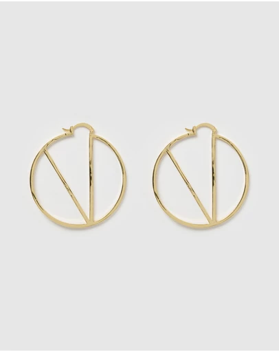 Izoa - Alphabet Letter V Hoop Earrings