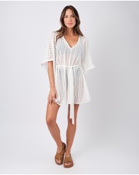 UNE PIECE - Scalloped Lace V-Neck Mini Kaftan