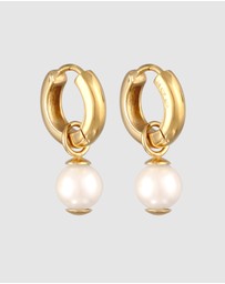 Kuzzoi - ICONIC EXCLUSIVE - Earrings Men's Creoles Pearl Pendant in 925 Sterling Silver Gold Plated