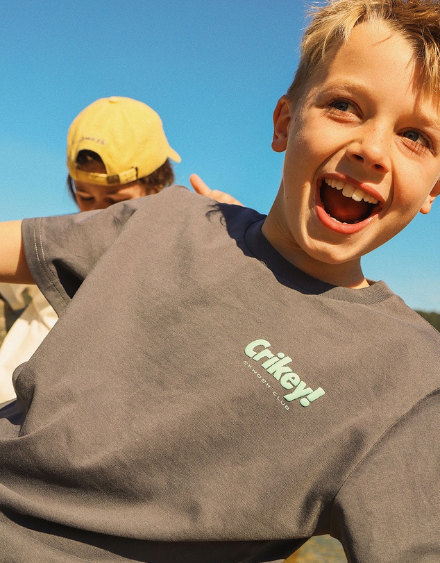 Skwosh - Crikey Boys Back Print Tee in Charcoal