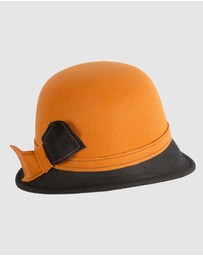 Max Alexander - Winter Felt Orange/Black Cloche Hat