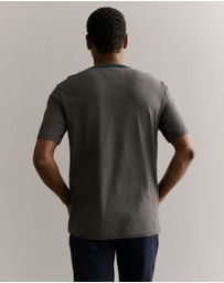 Trenery - Cotton Jacquard Contrast Collar T-shirt in Navy