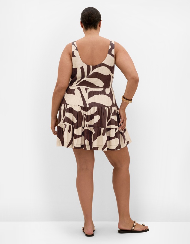 City Chic - Plus size Taranto Print Mini Dress - chocolate