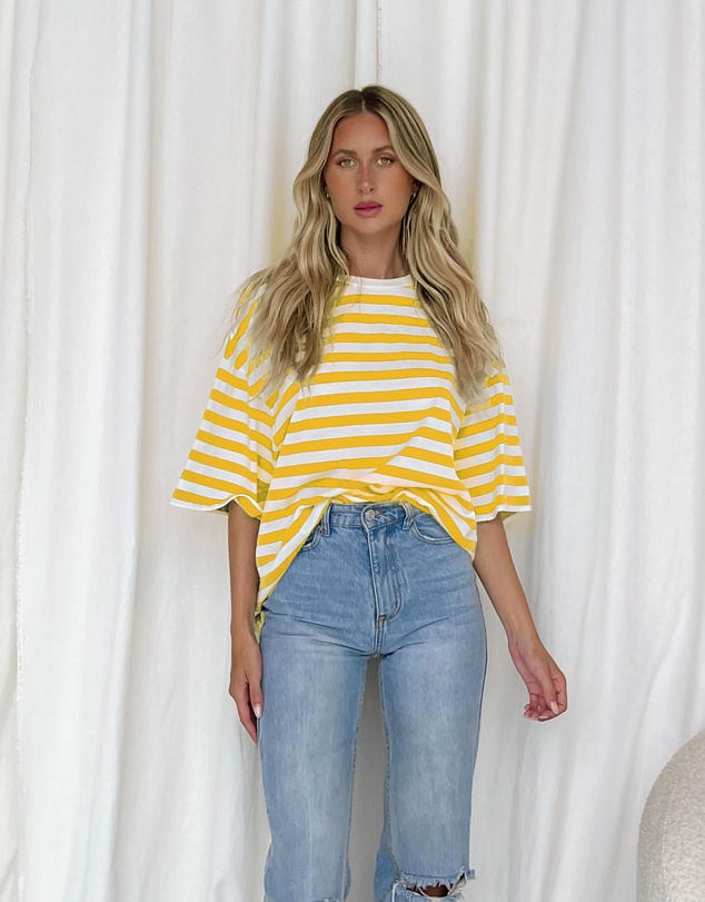 Dazie - Nostalgia Stripe Oversized Boyfriend Tee