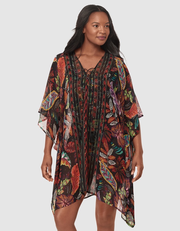 Miraclesuit Swimwear  - Pluma Orla Sheer Chiffon Caftan Beach Cover Up
