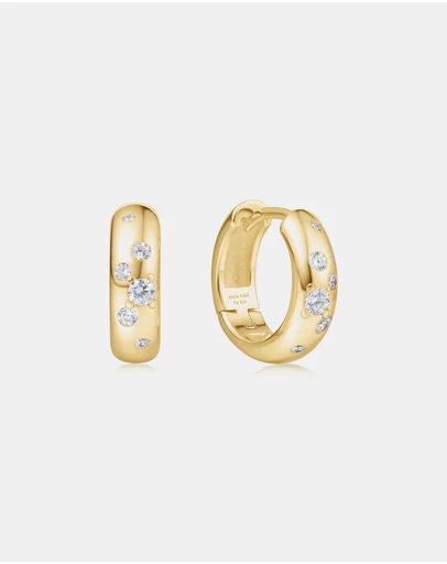 Ania Haie - Ania Haie Gold Small Chubby Sparkling Huggie Hoop Earrings