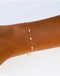 SAINT VALENTINE - Heart & Pearl Bracelet - Gold
