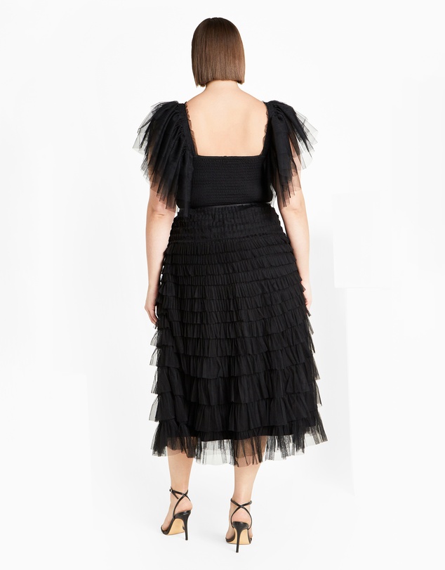 City Chic - Plus size Averi Tulle Midi Skirt - black