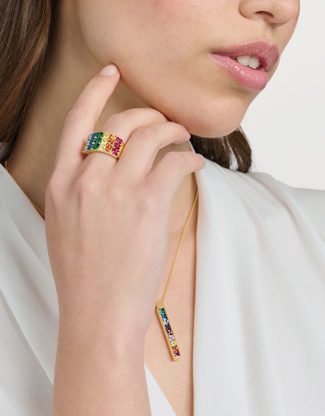 THOMAS SABO - Ring colourful stones pavé gold