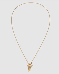 Elli Jewelry - Golden Hour Citrine T-Bar Necklace in Gold-Plated 925 Silver