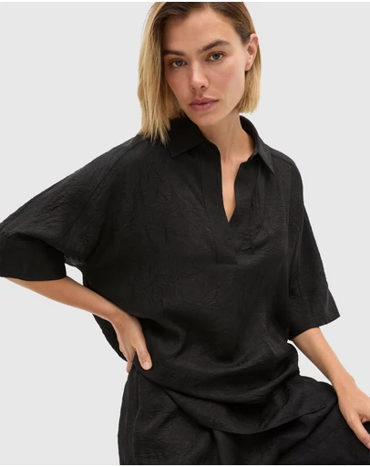 Seed Heritage - Textured Satin Collared Popover