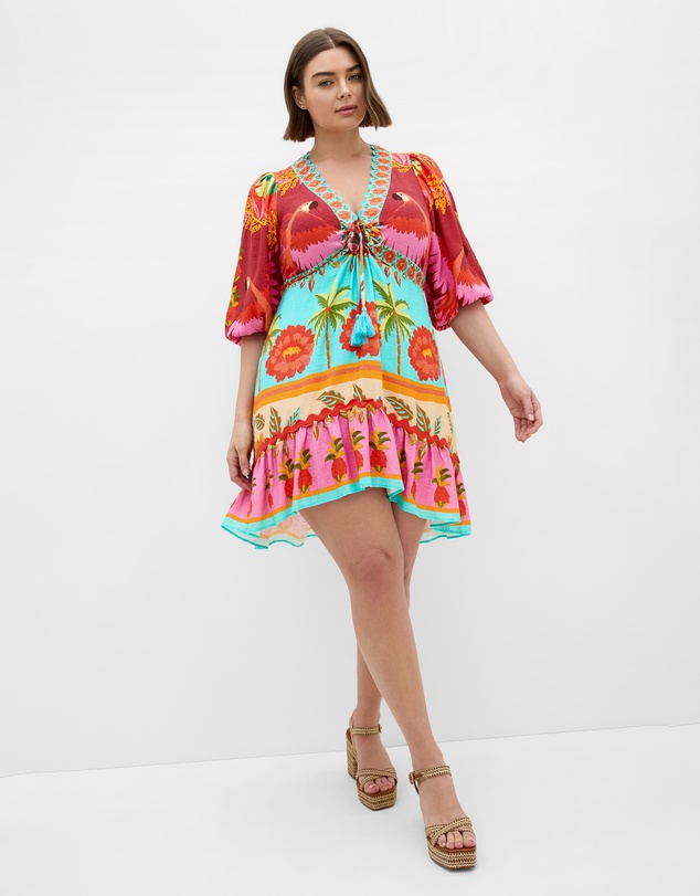 City Chic - Cabana Print Ruffle Mini Dress