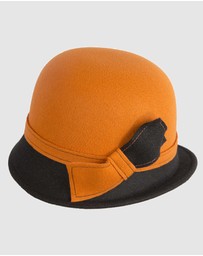 Max Alexander - Winter Felt Orange/Black Cloche Hat