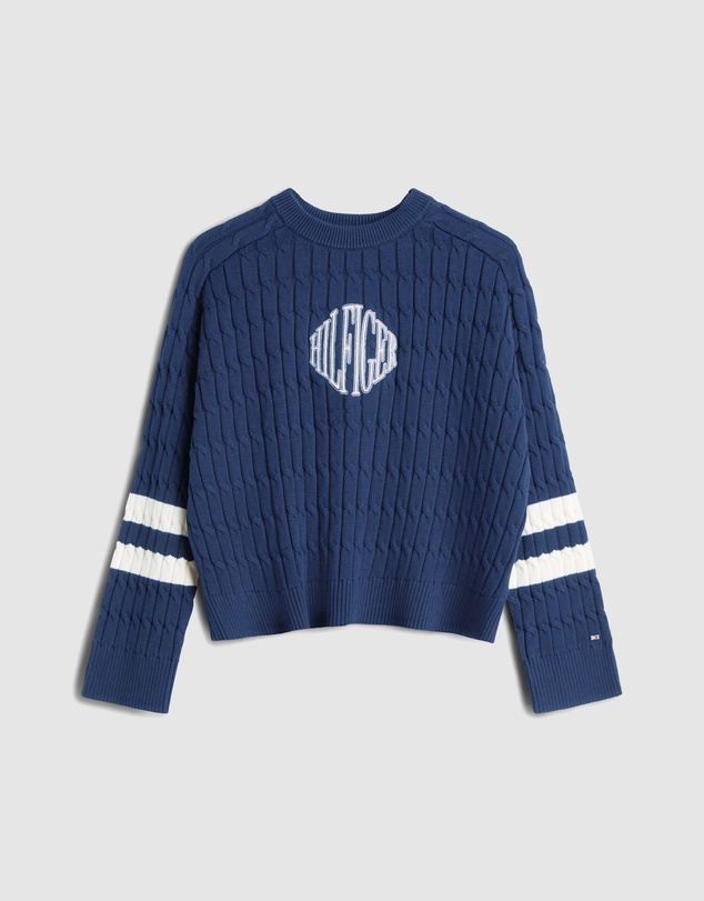 Tommy Hilfiger - Logo Embroidery Relaxed Cable Knit Jumper
