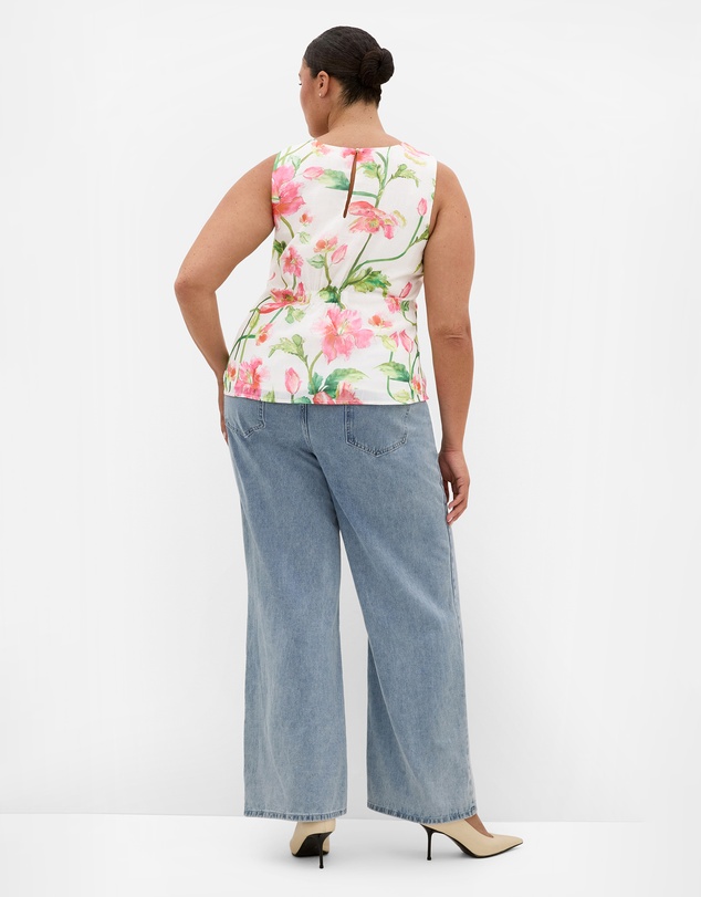 City Chic - Plus size Jamie Floral Print Peplum Top - white