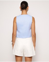 AERE - Linen Button Through Tank
