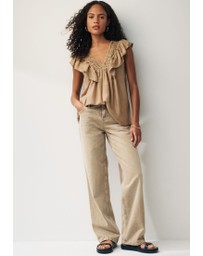 NEXT - Sleeveless Ruffle V-Neck Top