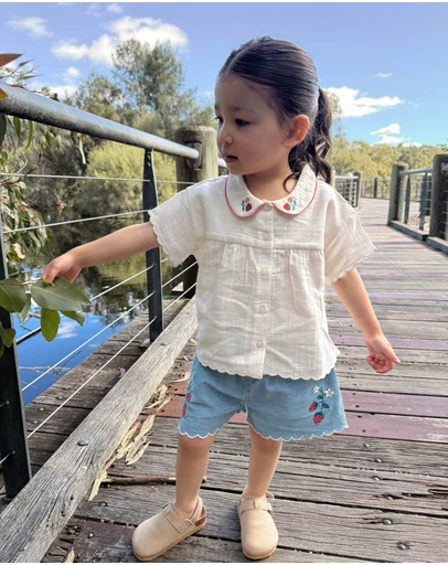 Purebaby - Embroidered Shirt- Kids-Babies