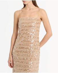 Carla Zampatti - Pale Gold Linear Sequin Gown