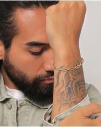 Kuzzoi - ICONIC EXCLUSIVE - Bracelet Male Link Chain 925 Sterling Silver Gold Plated