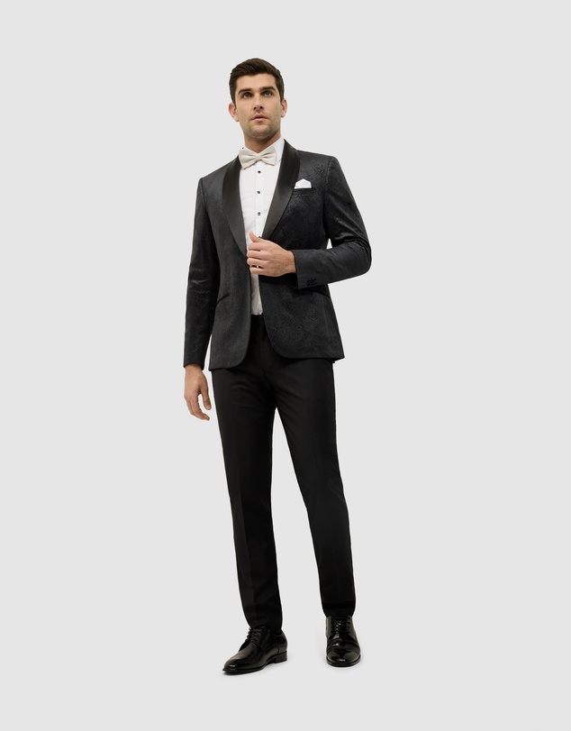Politix - Embossed Paisley Black Tie Tuxedo