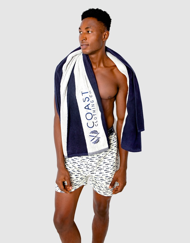 Coast Clothing - Coast Towel White & Navy Stripe