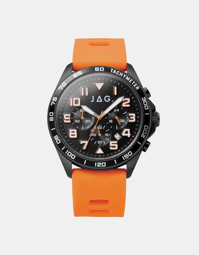 Jag - Beachport Mens Black Dial 46mm Orange Watch