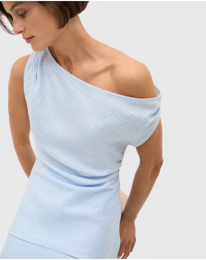 Seed Heritage - Linen Gingham Asymmetrical Top