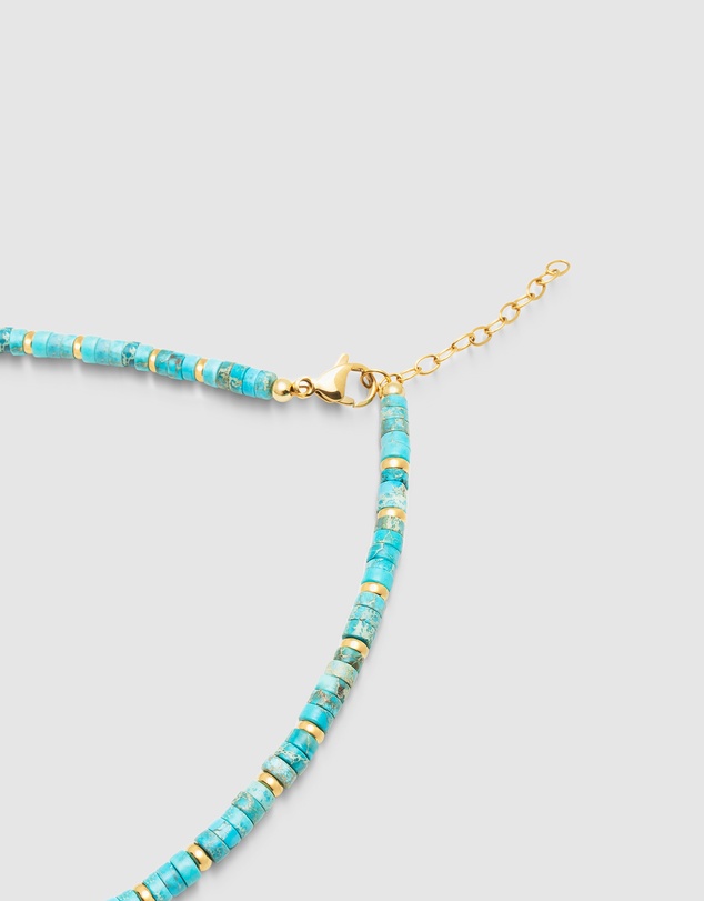 Nialaya Jewellery - Women's Heishi Turquoise Choker with Gold