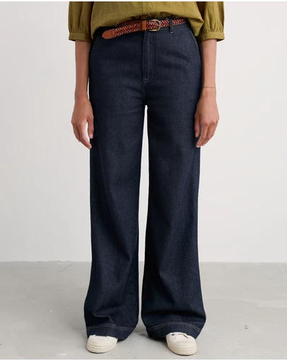 Seasalt - Seasalt Cornwall Navy Sennen Cove Wide Leg Jeans