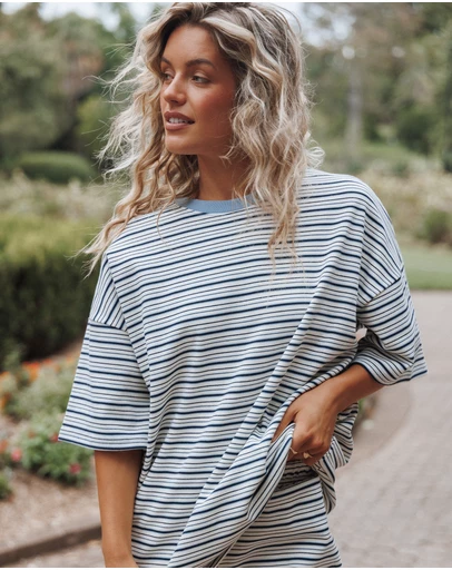 Petal & Pup - Hellen Stripe Short Set - Blue/Cream Stripe