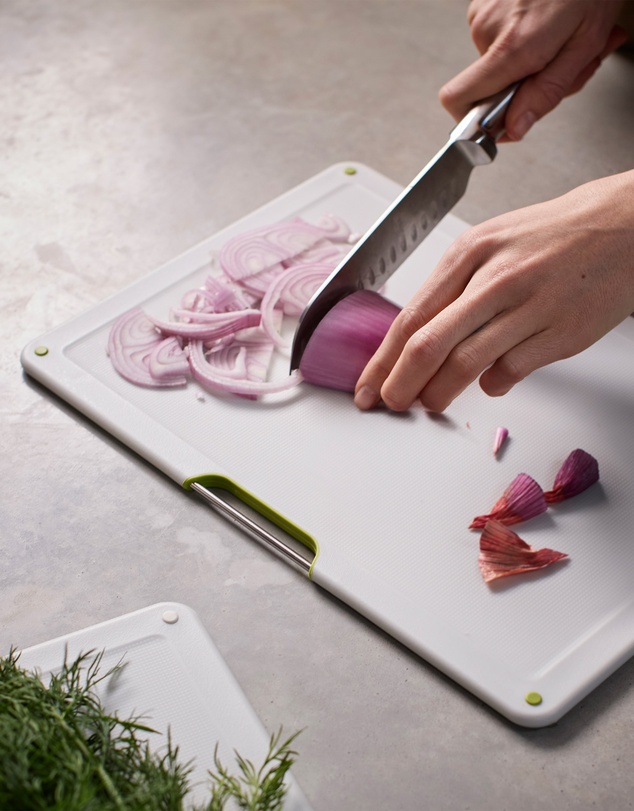 Joseph Joseph - Folio™ Steel Set of 4 Colour-coded Chopping Boards with Stainless-steel Case (Light Stone)