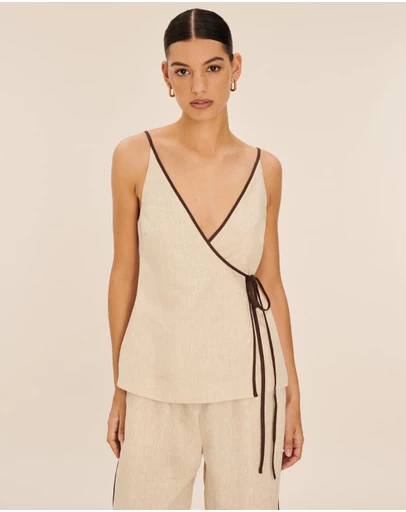 AERE - Linen Wrap Top