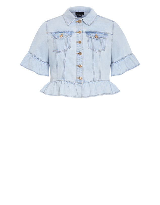 City Chic - Plus size Florence Crop Denim Jacket - light wash