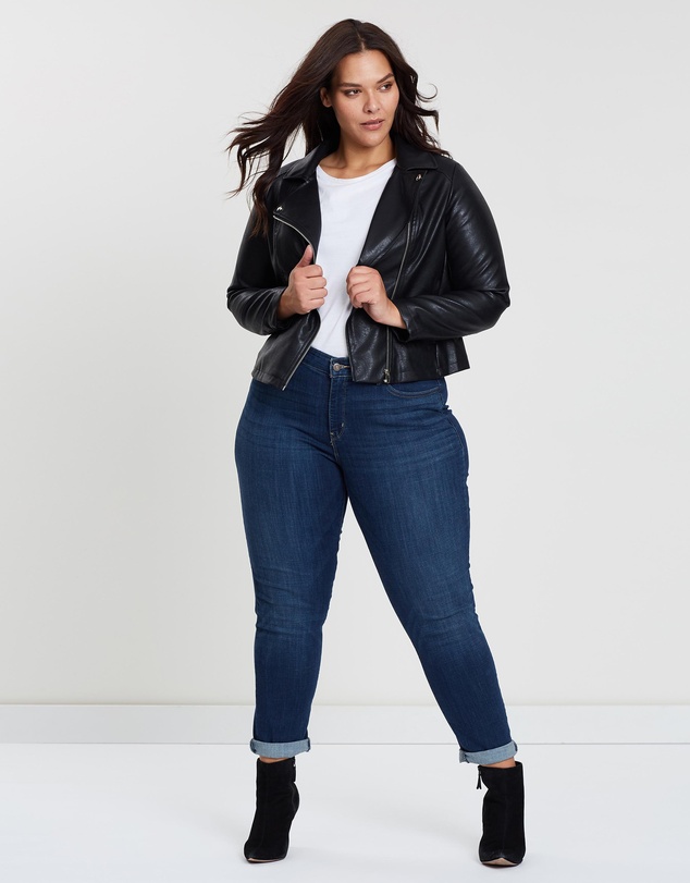 Atmos&Here Curvy - Harper PU Biker Jacket